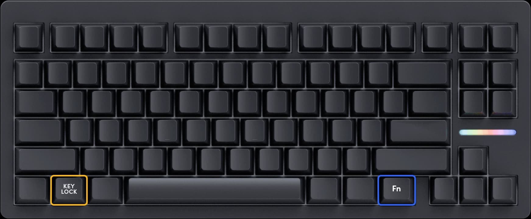 Wooting 80HE TenZ Takeover Edition showing the default position of the key lock key